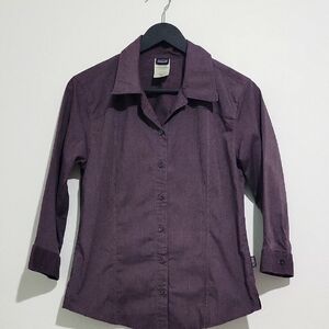 PATAGONIA WOMEN'S PURPLE BUTTON UP COLLARED LONG SLEEVE OUTDOORS TOP